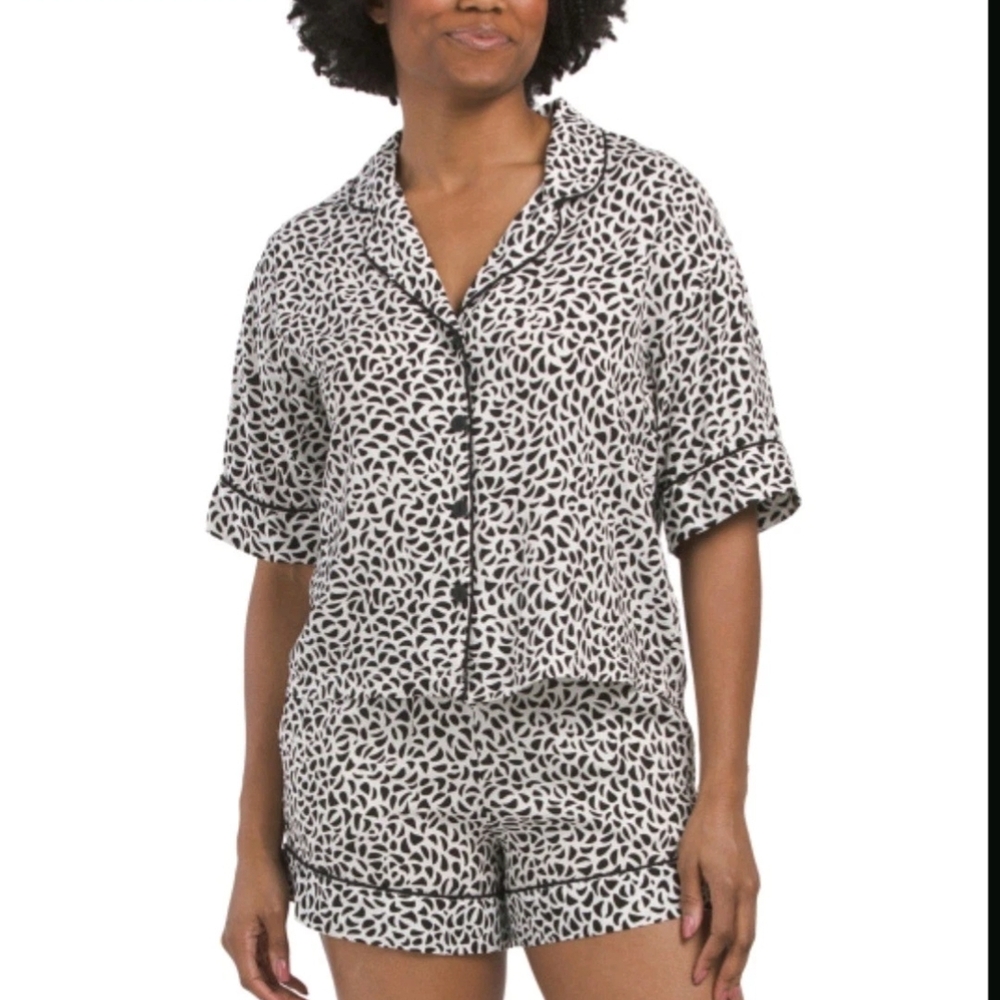 NWT Tart 2-Piece Kine Shorty Pajama Set Black  & White